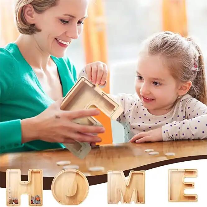 wooden letter piggy bank