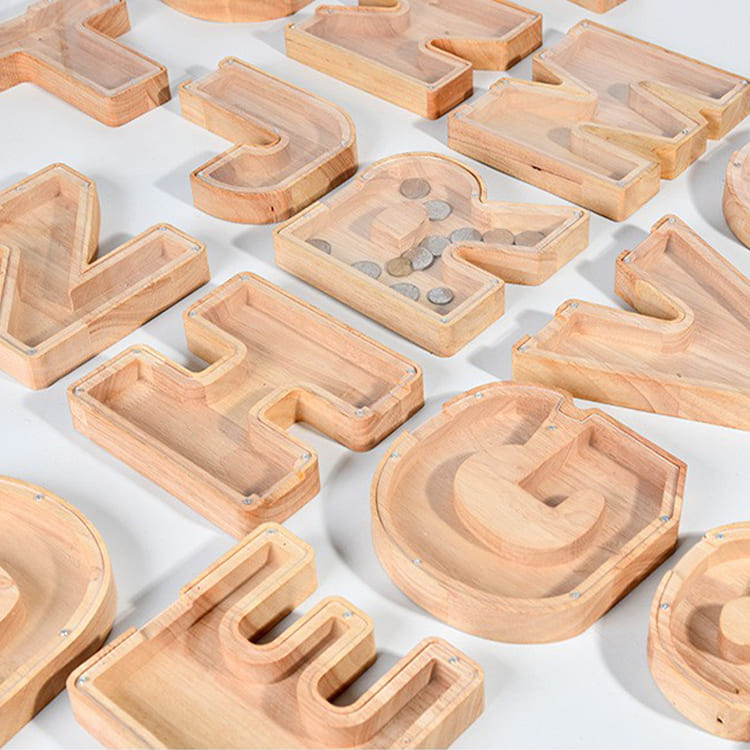 wooden piggy bank