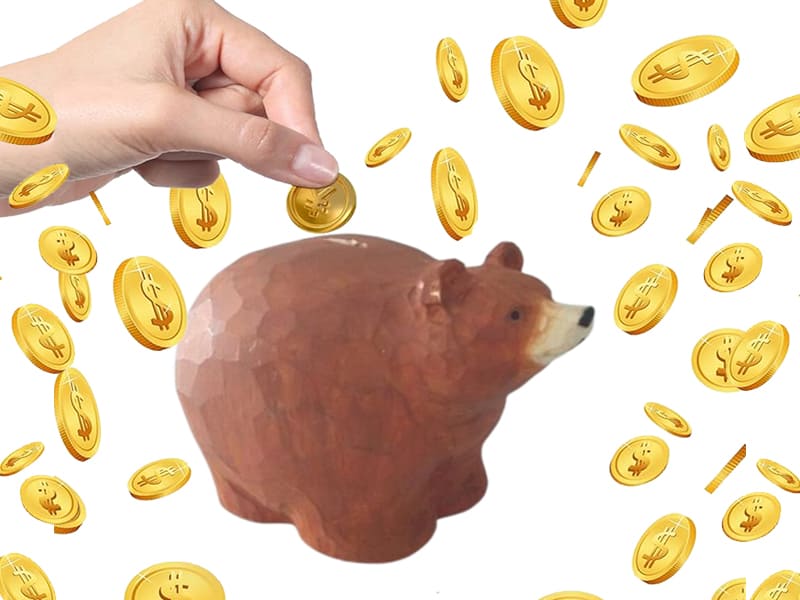 wooden piggy bank