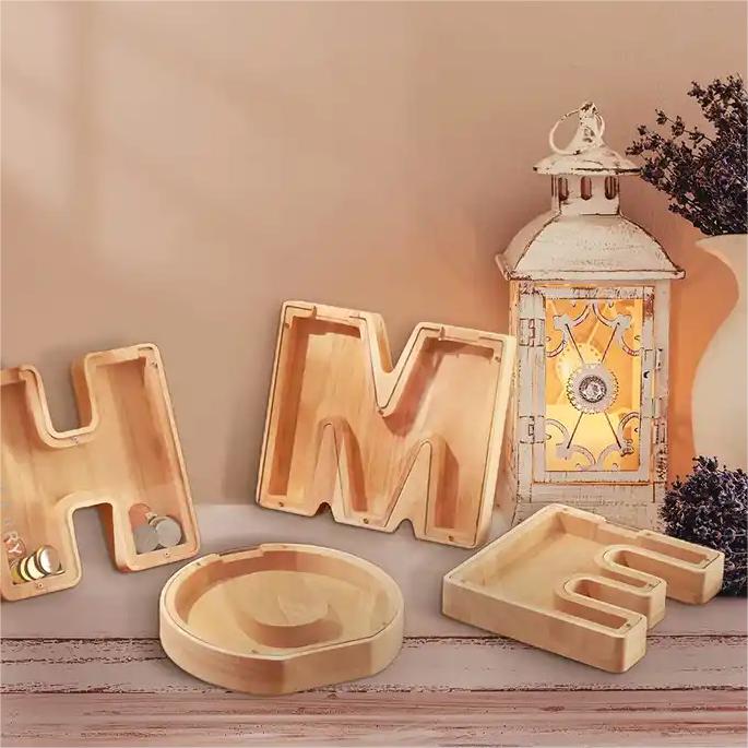 wooden piggy bank