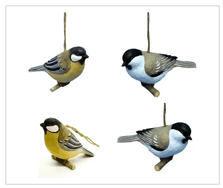 carved wood birds
