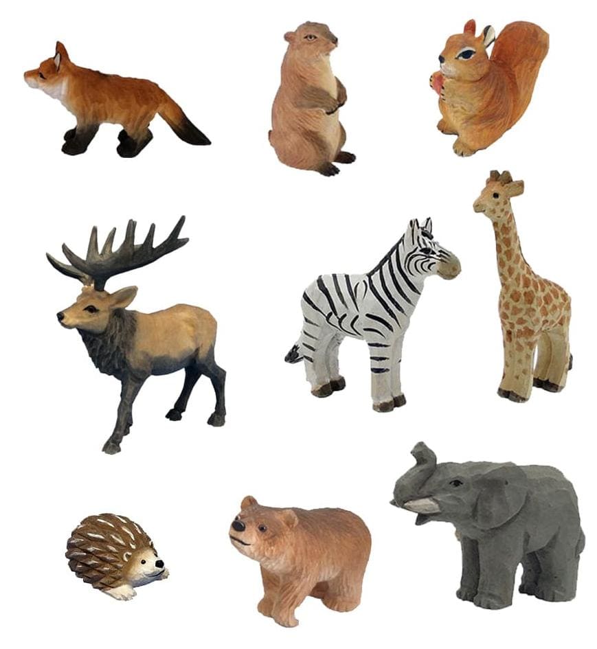 wooden carved animals